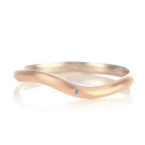 結婚指輪 マリッジリング 18金 ピンクゴールド つや消し マット 甲丸 ウエーブ 天然石 アクアマリン【楽ギフ_包装】 末広 【今だけ代引手数料無料】