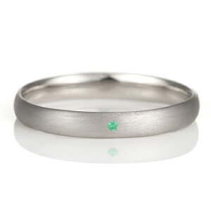 結婚指輪 マリッジリング プラチナ つや消し マット 甲丸 天然石 エメラルド【楽ギフ_包装】 末広 【今だけ代引手数料無料】