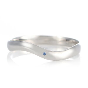 結婚指輪 マリッジリング プラチナ つや消し マット 甲丸 ウエーブ 天然石 サファイア【楽ギフ_包装】 末広 【今だけ代引手数料無料】