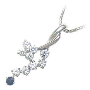 サファイア ネックレス サファイア サファイヤ 9月誕生石 K18ホワイトゴールド ダイヤモンド サファイアペンダントネックレス【楽ギフ_包装】 末広 【今だけ代引手数料無料】