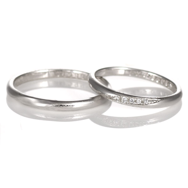 結婚指輪 プラチナ ペアセット マリッジリング ダイヤモンド 2本セット メンズ レディース 末広 