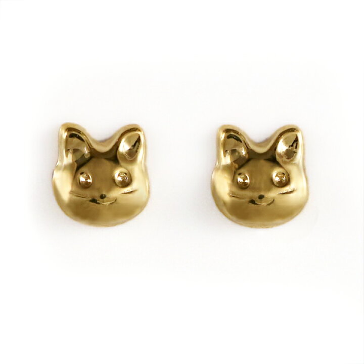 楽天市場】ピアス 18金 K18 18k 猫 キャット cat イエローゴールド地金  