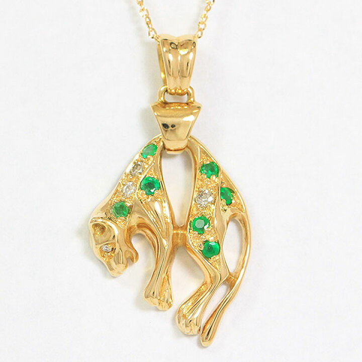 楽天市場】ネックレス 豹 ジャガー エメラルド 計0.24ct/ダイヤモンド 