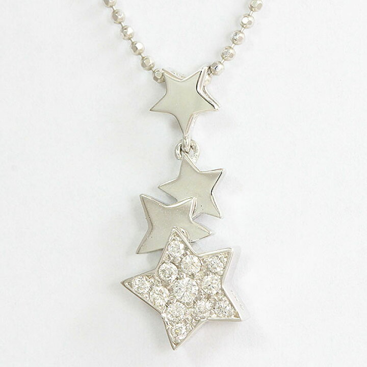 楽天市場】星 スター ダイヤモンド 計0.20ct ネックレス 18金ホワイト 