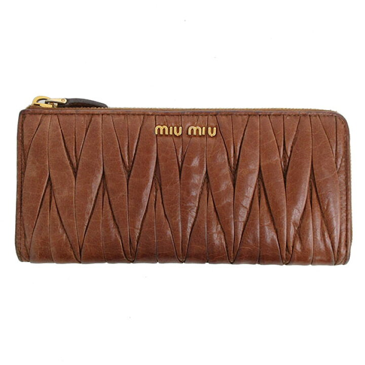楽天市場】miumiu(ミュウミュウ) マテラッセ 長財布 茶 ブラウン レザー 【ブランド財布】 【中古】 netshop : とーたる 楽天市場店