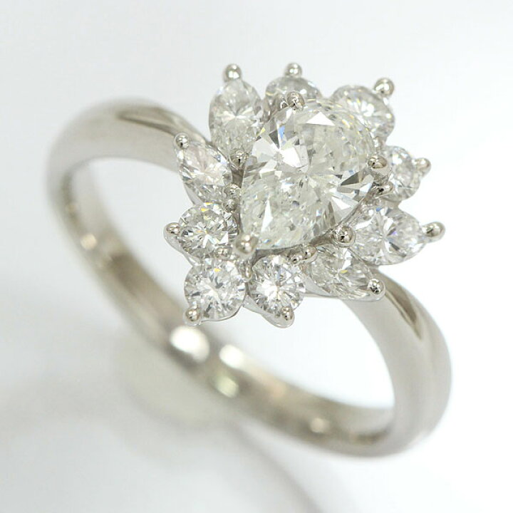 楽天市場】リング ペアシェイプ ダイヤモンド 0.707ct/計0.80ct 14号 