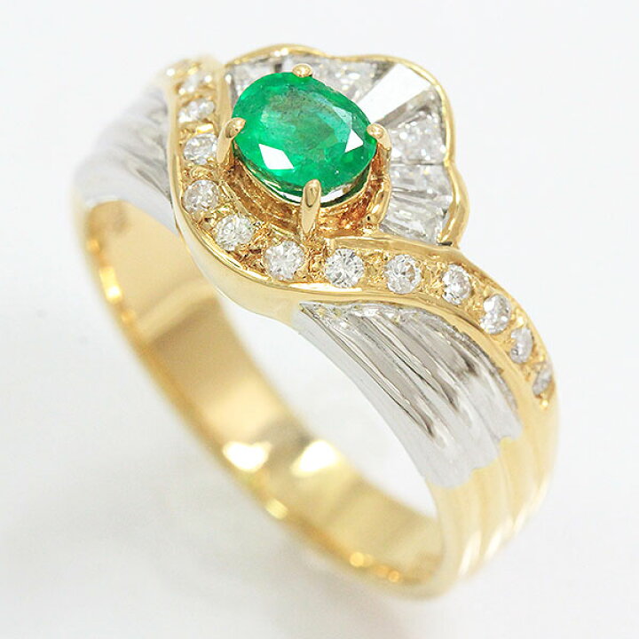 楽天市場】エメラルド 0.36ct/ダイヤモンド 計0.45ct リング 13号 18金 