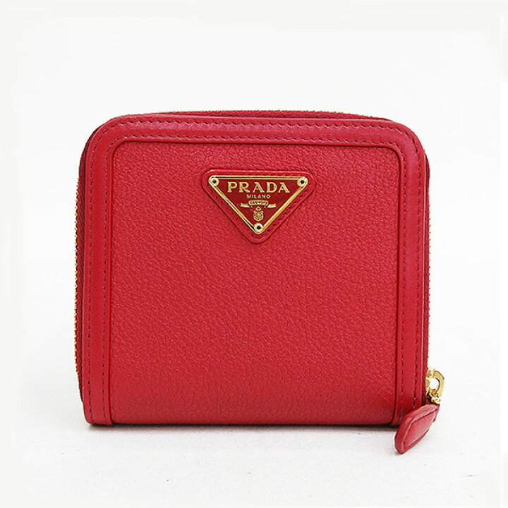 楽天市場】PRADA(プラダ) 二つ折り財布 赤 レッド レザー 【ブランド  