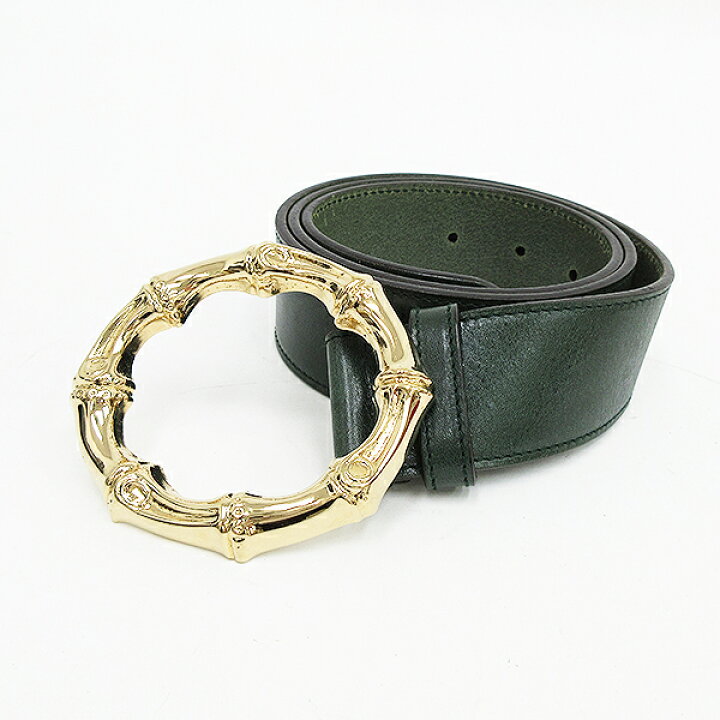 楽天市場】GUCCI(グッチ) バンブー ベルト 緑 グリーン レザー 確実正規GUCCIグッチバンブーバックルグッチカラーベルト