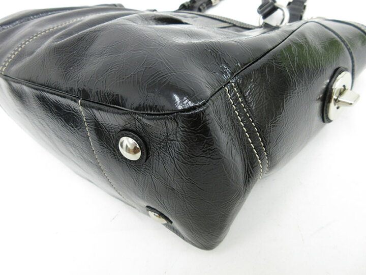 楽天市場】COACH(コーチ) トートバッグ F13761 黒 ブラック エナメル 