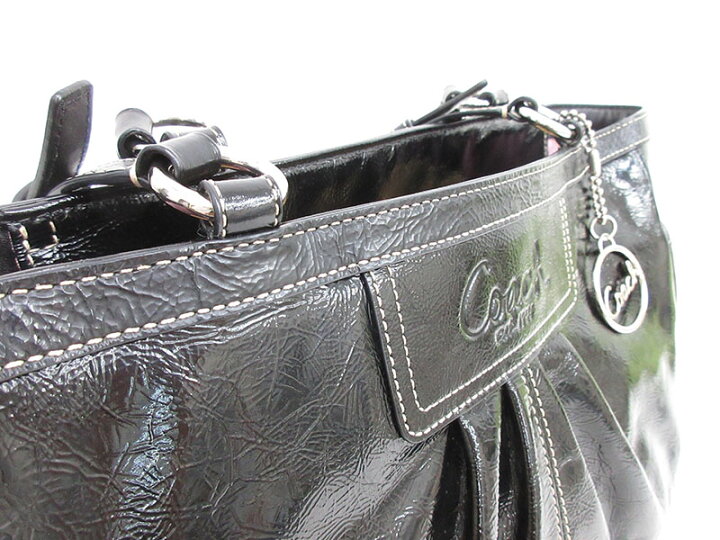 楽天市場】COACH(コーチ) トートバッグ F13761 黒 ブラック エナメル 