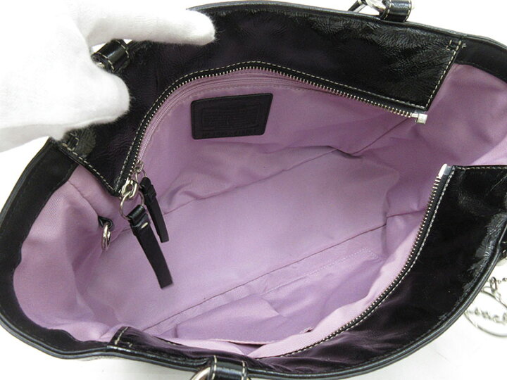 楽天市場】COACH(コーチ) トートバッグ F13761 黒 ブラック エナメル 