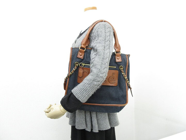 楽天市場】chloe(クロエ) ハーレー トートバッグ 青 ブルー×茶 