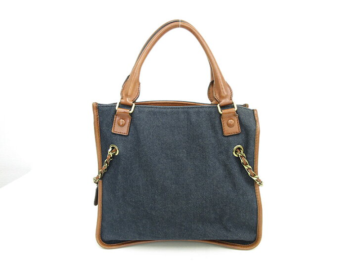 楽天市場】chloe(クロエ) ハーレー トートバッグ 青 ブルー×茶 