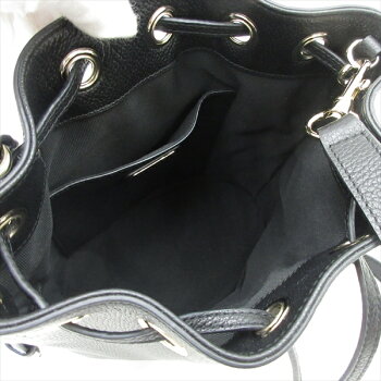 FURLA(フルラ)巾着ショルダーバッグ黒ブラックレザー/【ブランドバッグ】【中古】nbnetshop