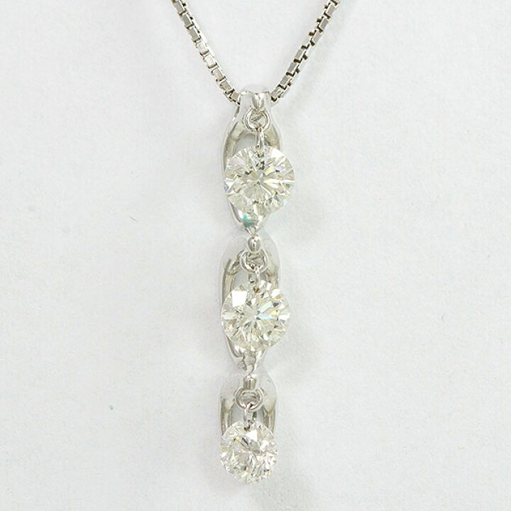楽天市場】スリーストーン ダイヤモンド 計0.50ct ネックレス 18金  