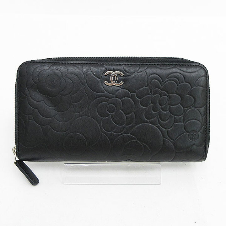 楽天市場】CHANEL(シャネル) カメリア ラウンドファスナー 長財布 黒  