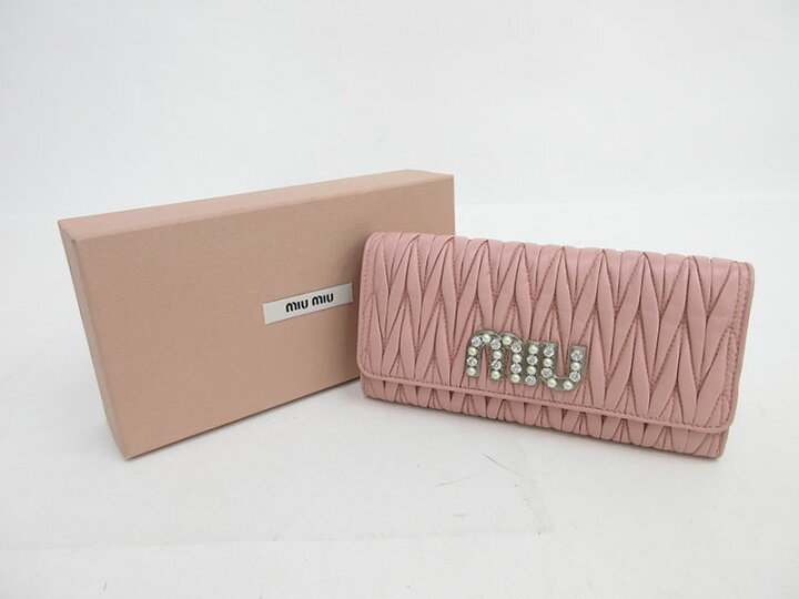 楽天市場】miumiu(ミュウミュウ) マテラッセ ビジュー 長財布 ピンク 
