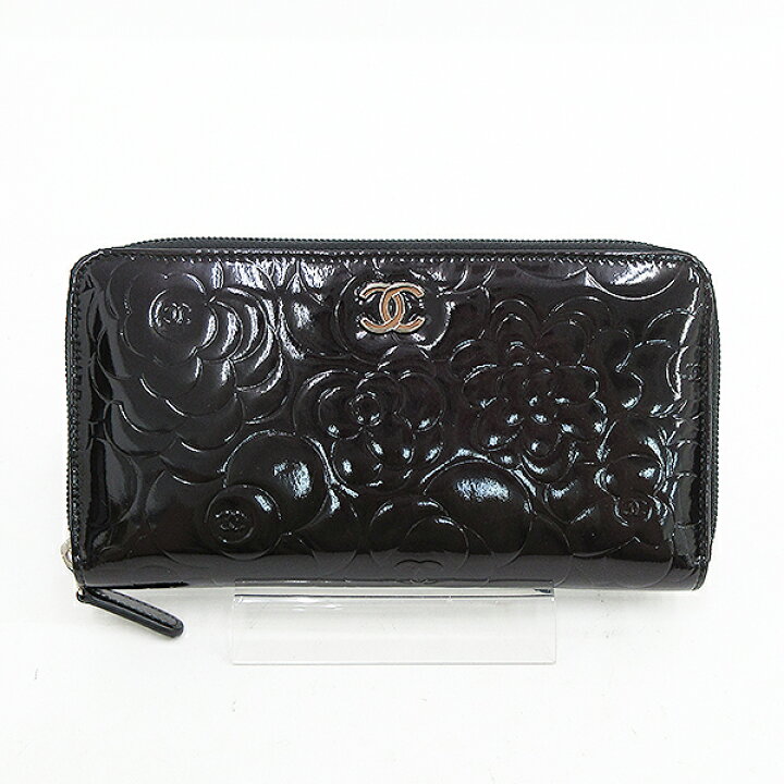 楽天市場】CHANEL(シャネル) カメリア ラウンドファスナー長財布 黒  