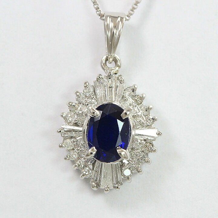 楽天市場】ネックレス サファイア1.05ct/ダイヤモンド計0.48ct 