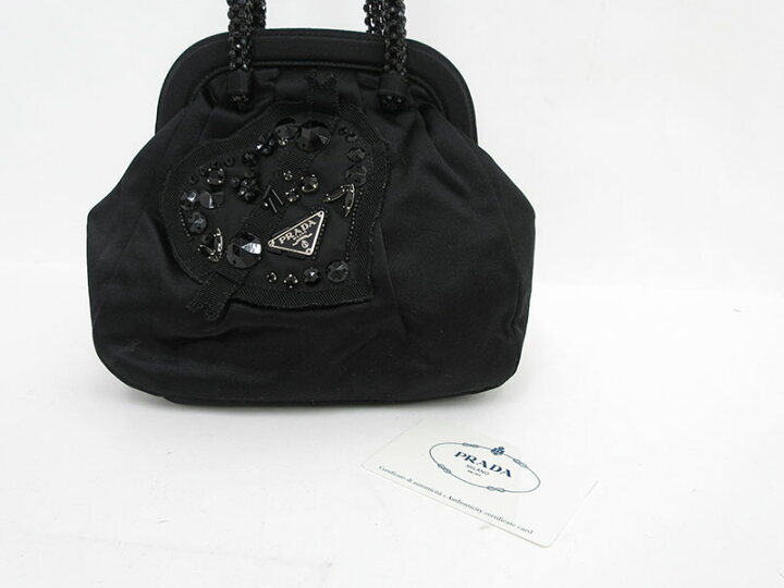 楽天市場】PRADA(プラダ) ビジュー ミニ ハンドバッグ BN1366 黒  