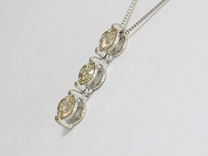 楽天市場】スリーストーン ブラウンダイヤモンド 計1.00ct ネックレス  