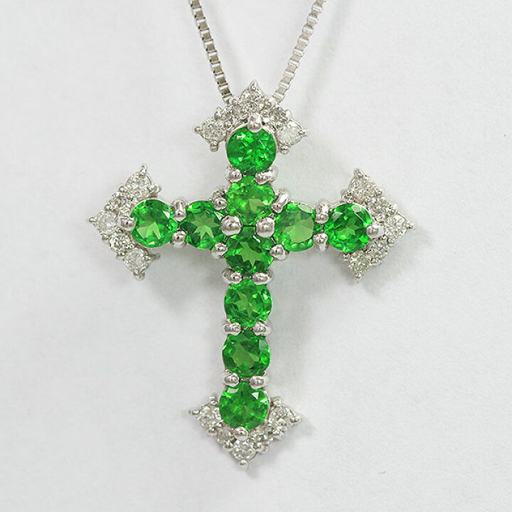 楽天市場】ネックレス クロス グリーンガーネット 計1.08ct 