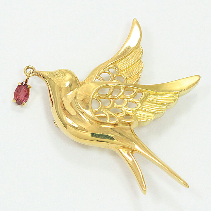 楽天市場】ブローチ ペンダントトップ両用 鳥 ルビー 18金イエロー 