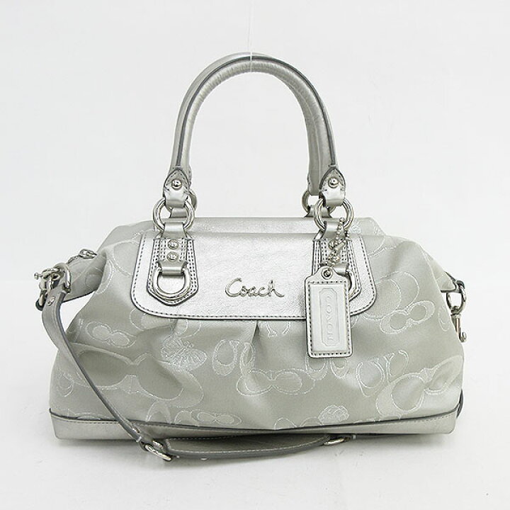 coach グレイとシルバー ハンドショルダーバッグ