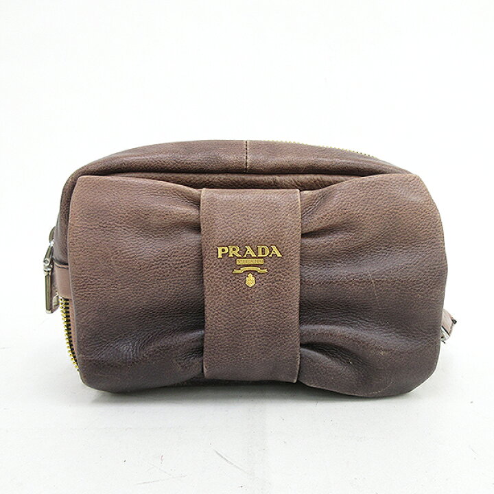 楽天市場】PRADA(プラダ) リボン ポーチ レザー【ブランドバッグ  