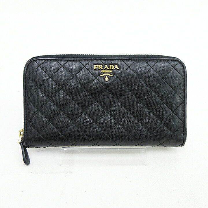 楽天市場】PRADA(プラダ) ラウンドファスナー 長財布 キルティング 黒  