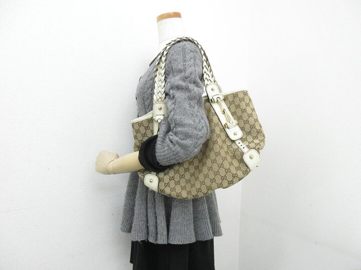 楽天市場】GUCCI(グッチ) GG柄 ホースビット トートバッグ 162900 白 
