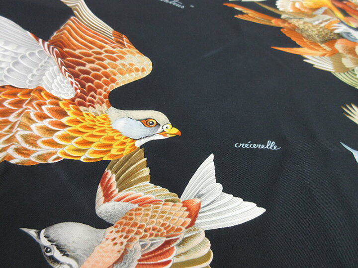 楽天市場】HERMES(エルメス) 鳥柄 スカーフ カレ90 黒 ブラック シルク  