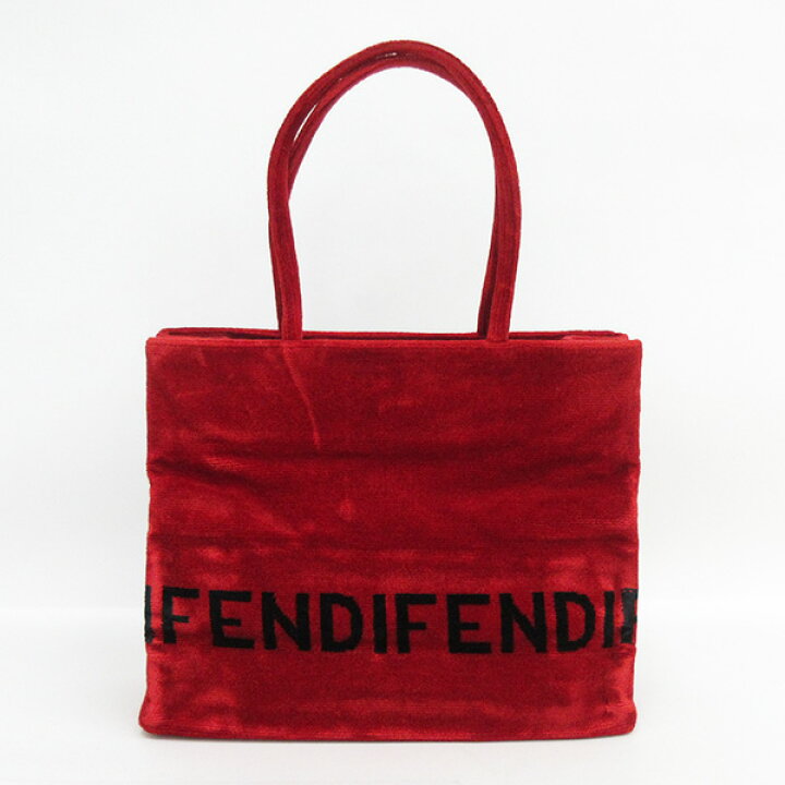 楽天市場】FENDI(フェンディ) ロゴ トートバッグ 赤 レッド ベロア  