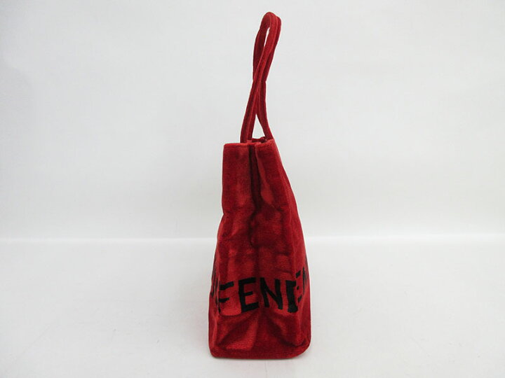 楽天市場】FENDI(フェンディ) ロゴ トートバッグ 赤 レッド ベロア  