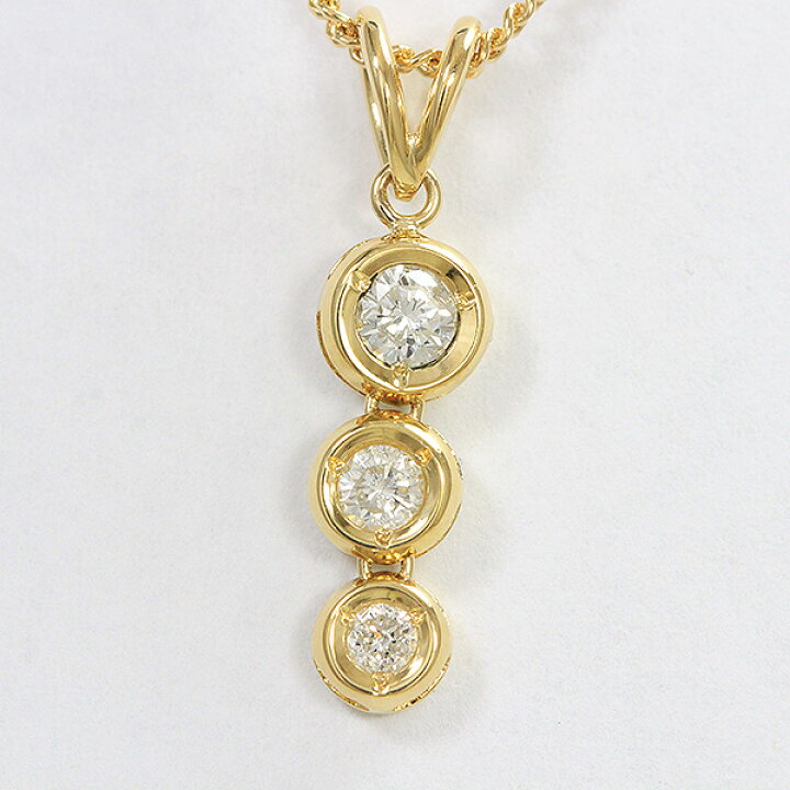 楽天市場】 スリーストーン ダイヤモンド 計0.33ct ネックレス 18金  