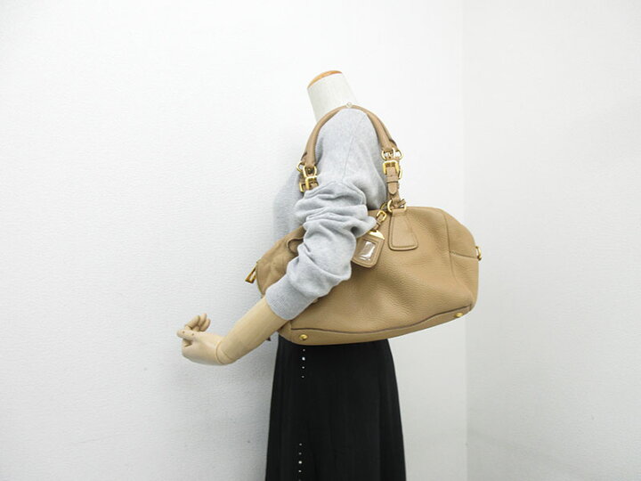 楽天市場】PRADA(プラダ) ミニボストンバッグ B3091M ベージュ レザー 