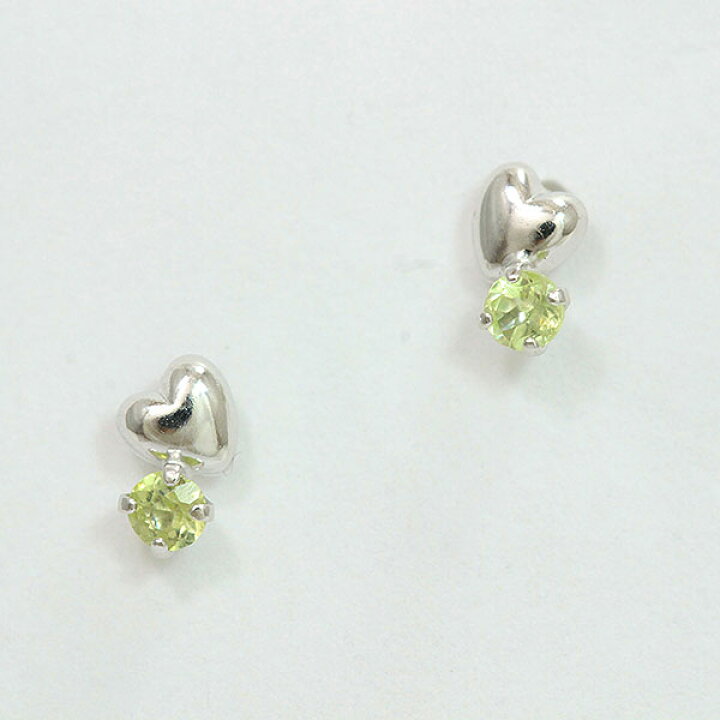 楽天市場】ハート ペリドット ピアス 14金ホワイトゴールド(K14WG 