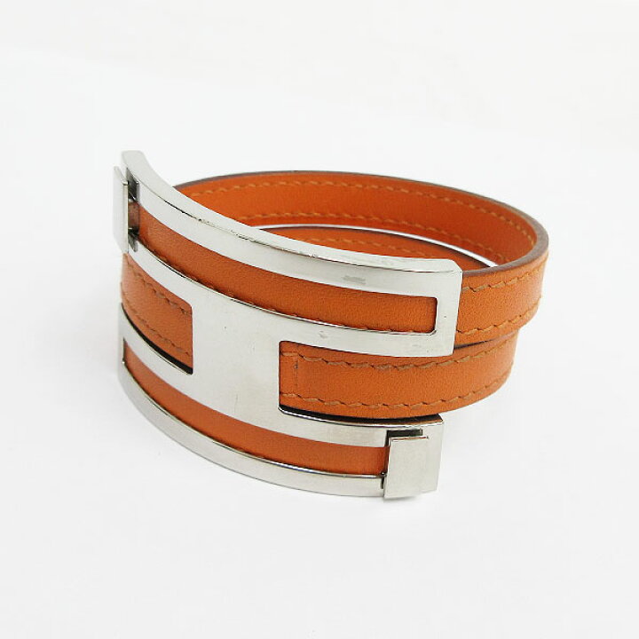楽天市場】HERMES(エルメス) プスプス Hブレスレット オレンジ レザー 