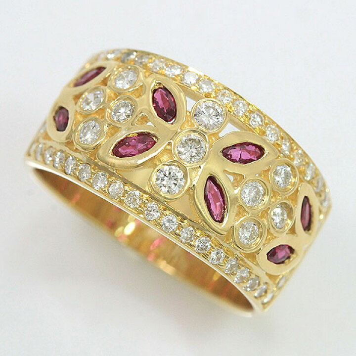楽天市場】ルビー/ダイヤモンド 計0.68ct/計0.48ct リング 15号 18金  