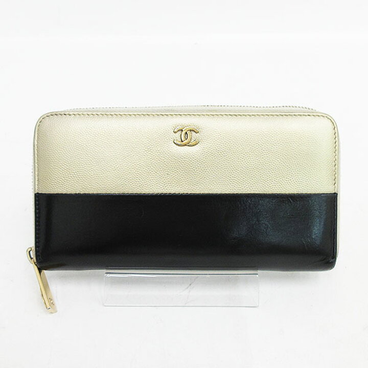 楽天市場】CHANEL(シャネル) ラウンドファスナー 長財布 バイカラー 黒 