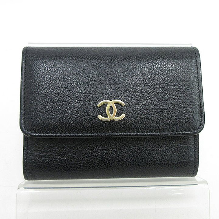 楽天市場】CHANEL(シャネル) ココマーク 三つ折りミニ財布 黒 ブラック  