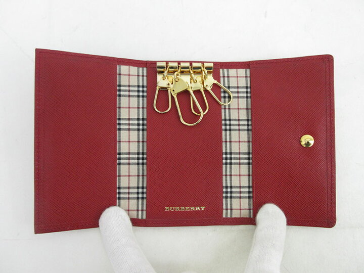 楽天市場】BURBERRY(バーバリー) 4連キーケース 赤 レッド レザー 