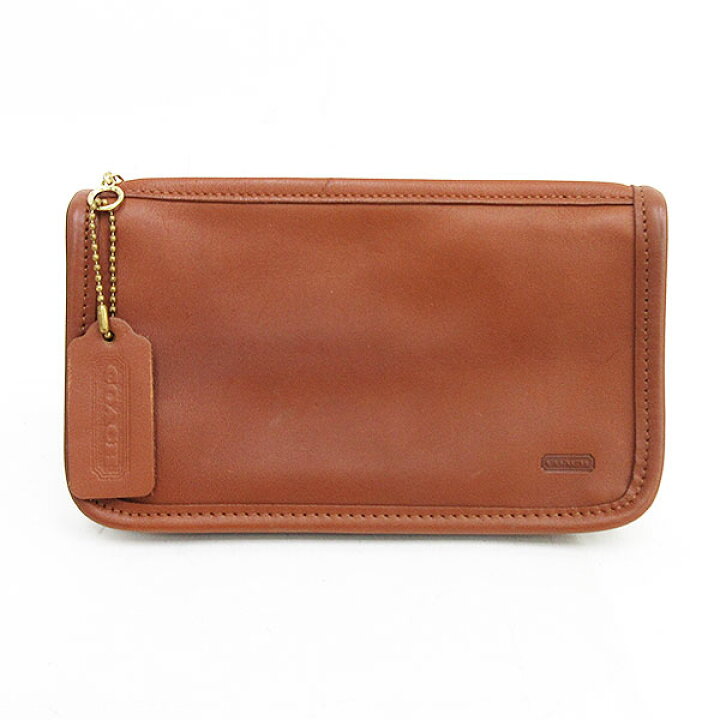 COACH ブラウンレザーポーチ 良品 COACH コーチ PVC レザー ポーチ 