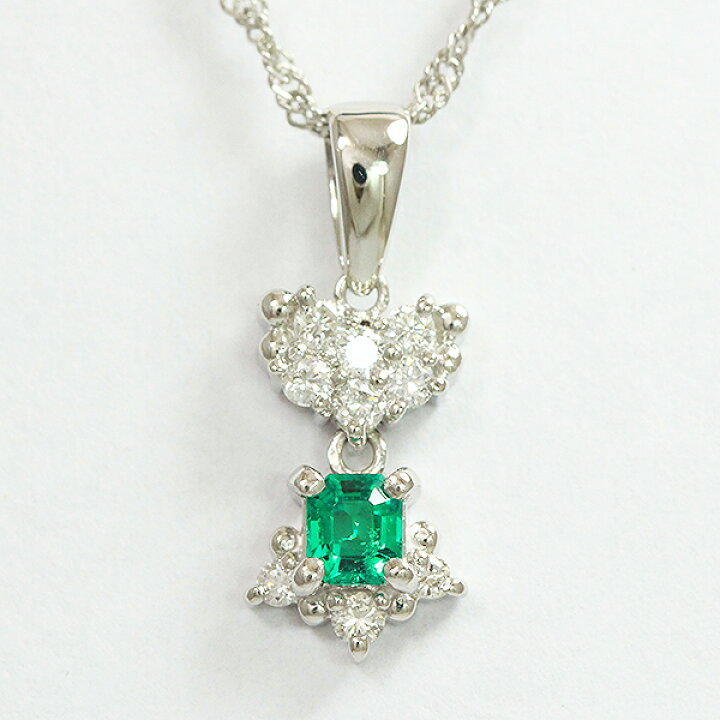 楽天市場】ネックレス エメラルド 0.13ct/ダイヤモンド 計0.16ct 