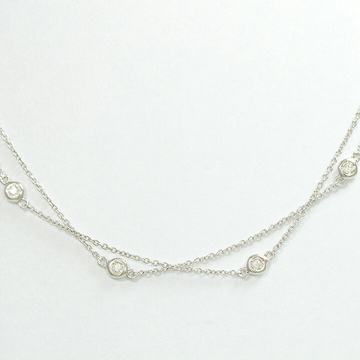 楽天市場】ステーションネックレス 2連 ダイヤモンド 計0.16ct 18金 
