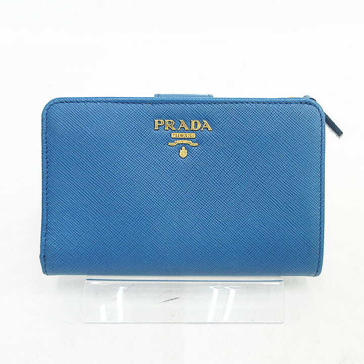 楽天市場】PRADA(プラダ) L字ファスナー財布 二つ折り 青 ブルー 