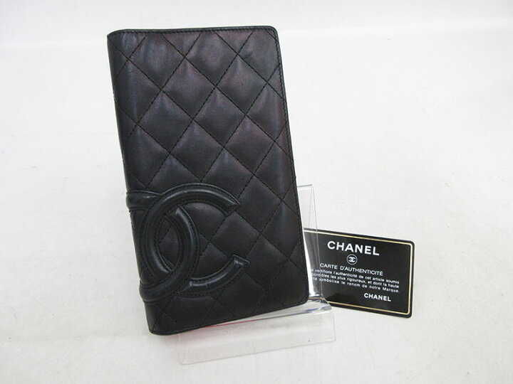 楽天市場】CHANEL(シャネル) カンボンライン 二つ折り財布 黒 ブラック  