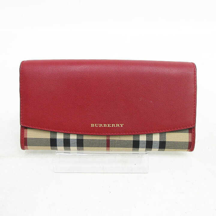 楽天市場】BURBERRY(バーバリー) チェック 長財布 赤 【ブランド財布  