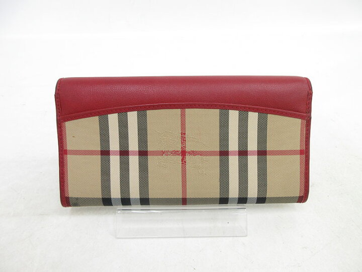 楽天市場】BURBERRY(バーバリー) チェック 長財布 赤 【ブランド財布  
